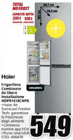 MediaWorld Haier Frigorifero Combinato da libera installazione HDPR1618CNPK offerta