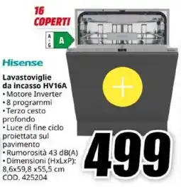 MediaWorld Hisense Lavastoviglie da incasso HV16A offerta