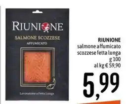 Emisfero RIUNIONE salmone affumicato scozzese fetta lunga offerta