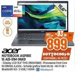 Expert acer NOTEBOOK ASPIRE 15 A15-51M-96K9 offerta
