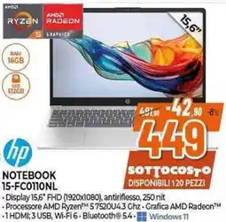 Expert hp NOTEBOOK 15-FC0110NL offerta