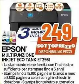 Expert Epson multifunzione inkjet tank ET2951 offerta