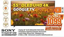 Expert SONY TV OLED 55" UHD 4K K55XR8APAEP offerta