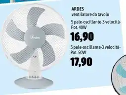 Emisfero ARDES ventilatore da tavolo offerta