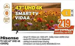 Expert Hisense TV LED 43" UHD 4K 43A69Q offerta