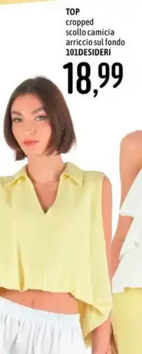 Emisfero TOP cropped scollo camicia arriccio sul fondo 101DESIDERI offerta