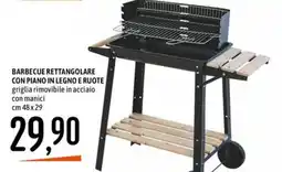 Emisfero Barbecue rettangolare con piano in legno e ruote offerta