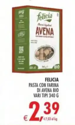 Deco Supermercati Felicia pasta con farina di avena bio offerta
