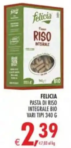 Deco Supermercati Felicia pasta di riso integrale bio offerta