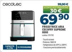 Sinergy Cecotec friggitrice aria cecofry supreme 8000 offerta