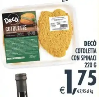 Deco Supermercati Decò cotoletta con spinaci offerta