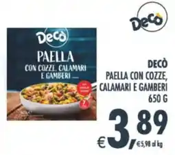 Deco Supermercati Decò paella con cozze, calamari e gamberi offerta