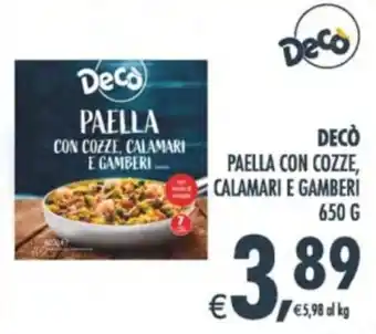 Deco Supermercati Decò paella con cozze, calamari e gamberi offerta