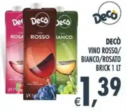 Deco Supermercati Decò vino rosso/ bianco/rosato brick offerta