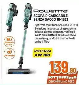 Expert Rowenta SCOPA RICARICABILE SENZA SACCO RH1833 offerta
