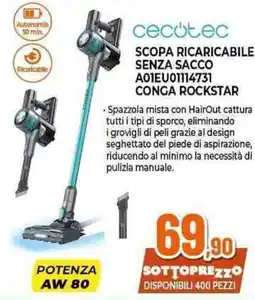Expert cecotec SCOPA RICARICABILE SENZA SACCO A01EU01114731 CONGA ROCKSTAR offerta