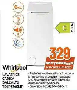 Expert Whirlpool LAVATRICE CARICA DALL'ALTO TDLR6240LIT offerta