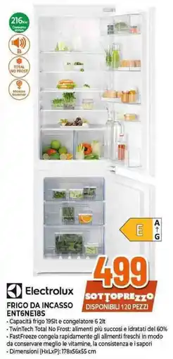 Expert Electrolux FRIGO DA INCASSO ENT6NE18S offerta