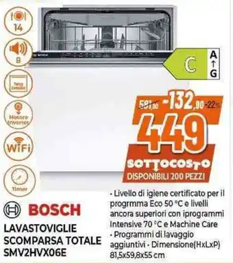 BOSCH LAVASTOVIGLIE SCOMPARSA TOTALE SMV2HVX06E