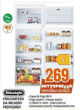 Expert DeLonghi FRIGORIFERO DA INCASSO F6DP220EH offerta