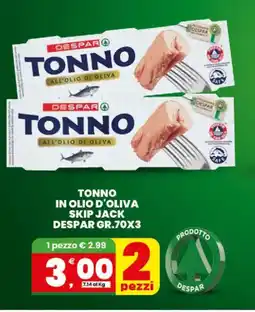 Interspar Tonno in olio d'oliva skip jack DESPAR offerta