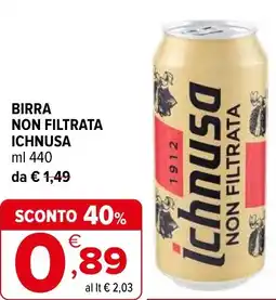 Iperal Birra non filtrata ICHNUSA offerta