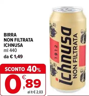Iperal Birra non filtrata ICHNUSA offerta
