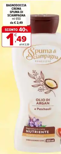 Iperal Bagnodoccia crema SPUMA DI SCIAMPAGNA offerta