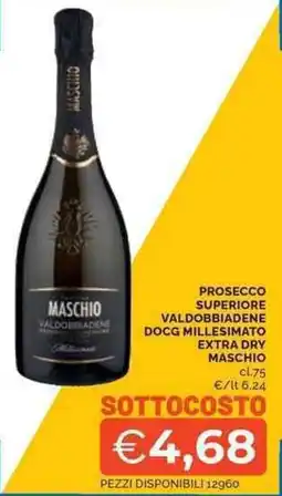 Mercatò Prosecco superiore valdobbiadene docg millesimato extra dry MASCHIO offerta