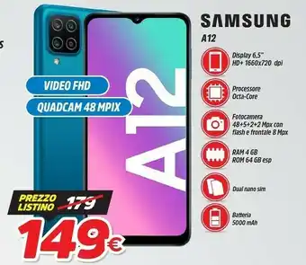 Fiducia & Convenienza Galaxy a12 16,5 cm (6.5") doppia sim 4g usb tipo-c 4 gb 64 gb 5000 mah nero offerta