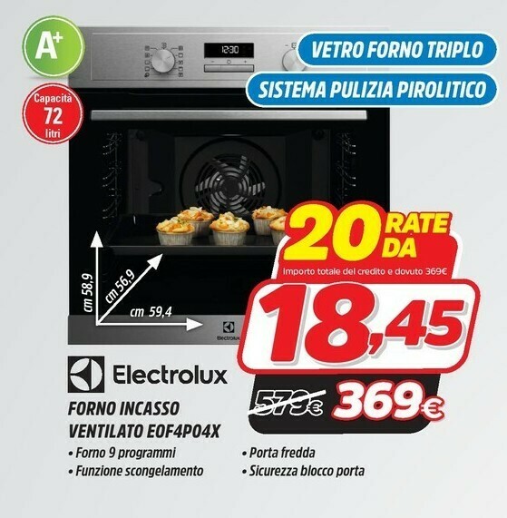 Eof4p04x forno elettrico 72 l acciaio inossidabile a+ offerta di Fiducia \u0026  Convenienza