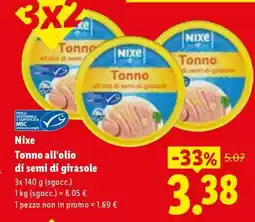 Lidl Nixe Tonno all'olio di semi di girasole offerta