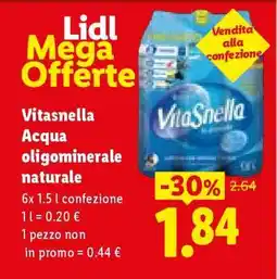 Lidl Vitasnella Acqua oligominerale naturale offerta
