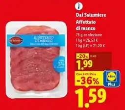 Lidl Dal Salumiere Affettato di manzo offerta