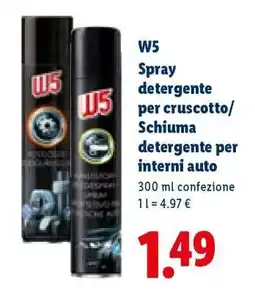 Lidl W5 Spray detergente per cruscotto/Schiuma detergente per interni auto offerta