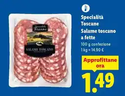Lidl Specialità Toscane Salame toscano a fette offerta