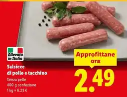 Lidl Salsicce di pollo e tacchino offerta