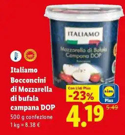 Lidl Italiamo Bocconcini di Mozzarella di Bufala Campana DOP offerta