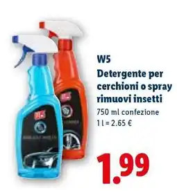 Lidl W5 Detergente per cerchioni o Spray rimuovi insetti offerta