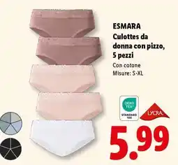 Lidl esmara Culottes da donna con pizzo, 5 pezzi offerta