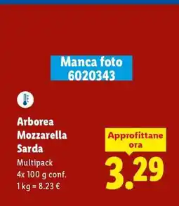 Lidl Arborea Mozzarella sarda offerta
