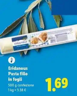 Lidl Eridanous Pasta fillo in fogli offerta