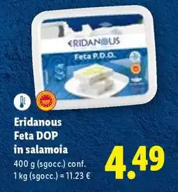Lidl Eridanous Feta DOP in salamoia offerta