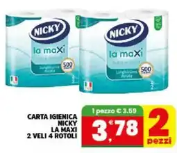 Interspar Carta igienica nicky la maxi 2 veli 4 rotoli offerta