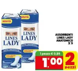 Interspar Assorbenti lines lady anatomico x9 offerta