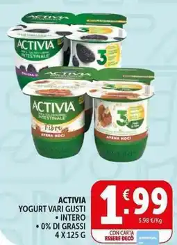 Deco Supermercati Activia yogurt, intero, 0% di grassi offerta