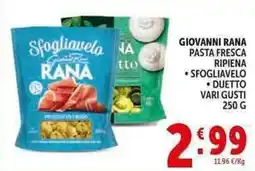 Deco Supermercati Giovanni rana pasta fresca ripiena sfogliavelo, duetto offerta