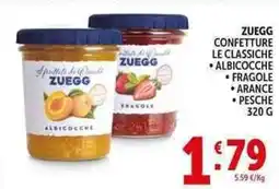 Deco Supermercati Zuegg confetture le classiche, albicocche, fragole, arance, pesche offerta