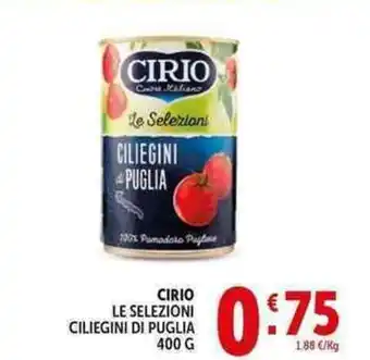 Deco Supermercati Cirio le selezioni ciliegini di puglia offerta