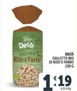 Deco Supermercati Decò gallette bio di riso e farro offerta